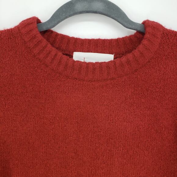 Anthropologie Mazie Fringe Pullover Sweater XS Long Sleeve Cropped Boho Rust Red - Picture 9 of 12